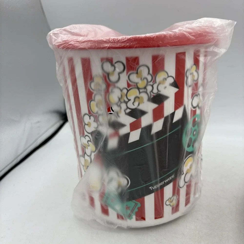 Tupperware Popcorn Canister One Touch Movie Night with 4 Tumblers 5 Lids Seals